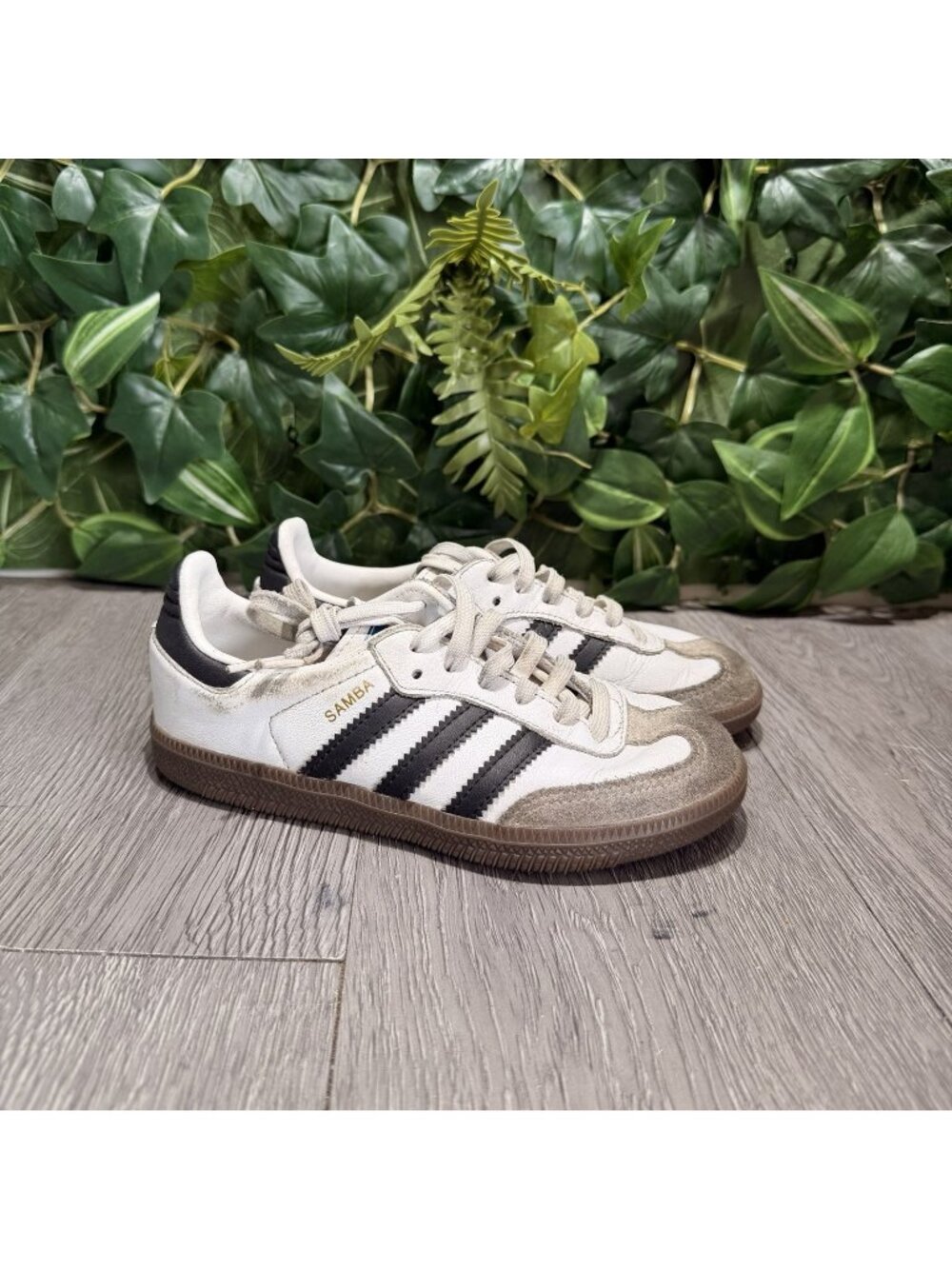 Adidas Samba Shoes Kids Size 12 White Black Leather Soccer Sneakers IE3677